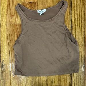 Love Fire Brown Sleeveless Crop Top
